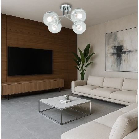 Plafon chromowany szklany 4-punktowy 8084/4 z serii ELBA - Lampy Elem
